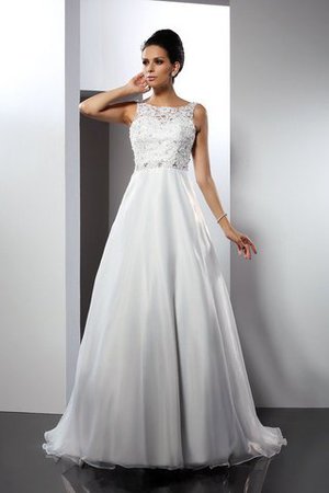 Prinzessin Schaufel-Ausschnitt Satin Brautkleid mit Kapelle Schleppe mit Rüschen - Bild 1