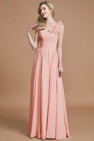 Prinzessin Ein Schulter Ärmelloses Normale Taille Brautjungfernkleid aus Chiffon - Bild 26