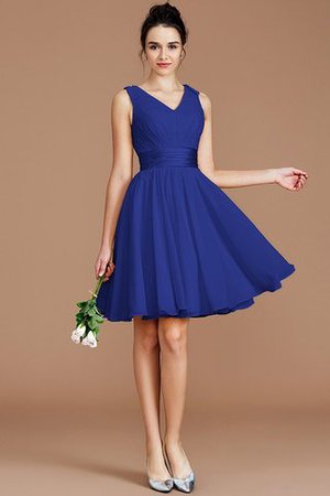 A linie Chiffon Mini Brautjungfernkleid mit Schleife mit Gürtel - Bild 29