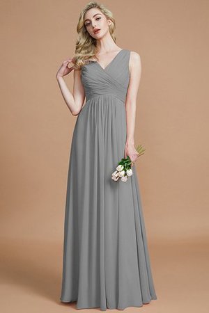 A-Line Prinzessin Chiffon Bodenlanges Brautjungfernkleid mit Reißverschluss - Bild 32