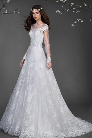 A-Line Lange Ärmeln Luxus Sittsames Brautkleid mit Applikation