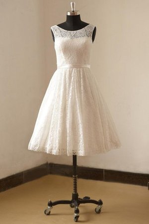 A-Line Schaufel-Ausschnitt Ärmellos Brautkleid mit Bordüre mit Gürtel