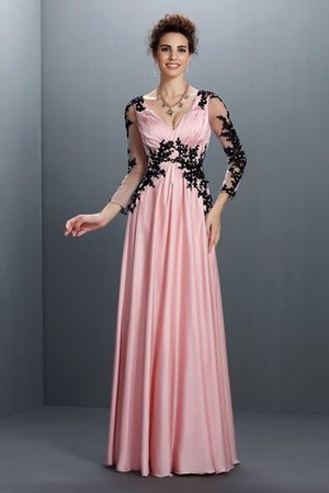 Chiffon Dreiviertel Länge Ärmeln A-Linie Normale Taille Abendkleid mit Applikation