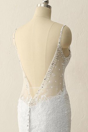 Satin Natürliche Taile Bodenlanges Brautkleid mit Bordüre mit Perlen - Bild 2