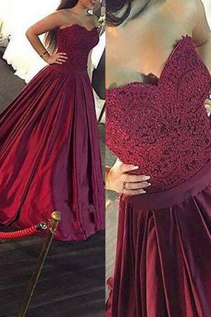 Empire Taille Ärmelloses Bodenlanges Ballkleid mit Herz-Ausschnitt aus Satin - Bild 1