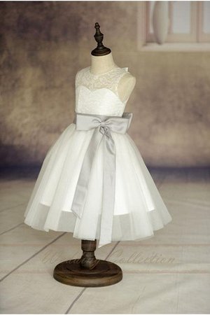 A-Line Plissiertes Normale Taille Ärmelloses Blumenmädchenkleid mit Bordüre - Bild 1