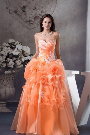 Herz-Ausschnitt Duchesse-Linie Partykleid mit Applikation mit Blume