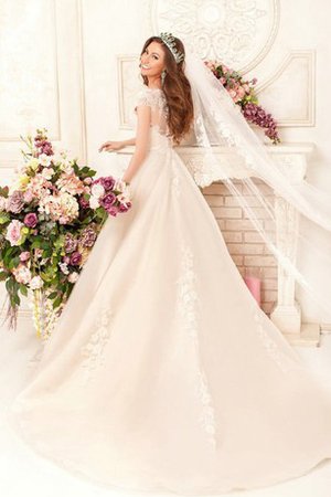 Natürliche Taile Duchesse-Linie Bodenlanges Brautkleid aus Spitze mit Gekappten Ärmeln - Bild 2