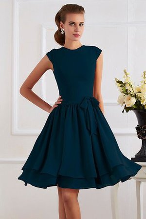 Normale Taille Chiffon Knielanges Brautjungfernkleid mit Schleife mit Gürtel - Bild 10