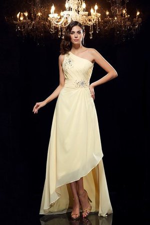 Normale Taille Ärmelloses Hoch Niedrig A Linie Ballkleid aus Chiffon - Bild 4