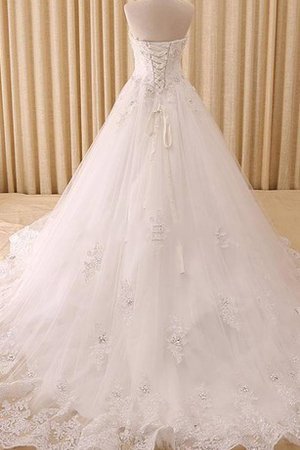 Spitze Organza Perlenbesetztes Brautkleid mit Bordüre mit Reißverschluss - Bild 2