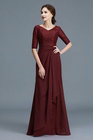 Normale Taille V-Ausschnitt Ärmellos Brautmutterkleid aus Chiffon mit Rüschen - Bild 3