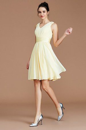 A linie Chiffon Mini Brautjungfernkleid mit Schleife mit Gürtel - Bild 5