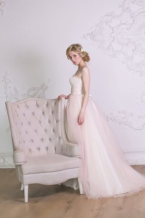 A linie Ärmellos Organza Schlichtes Brautkleid mit Rücken Schnürung - Bild 2