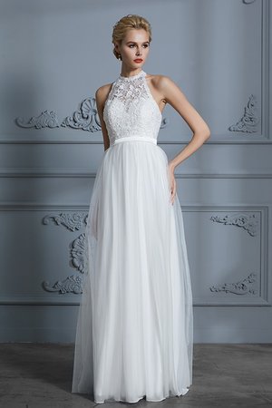 Schaufel-Ausschnitt Hübsch Prinzessin Tüll Ärmellos Normale Taille a linie Brautkleid - Bild 3