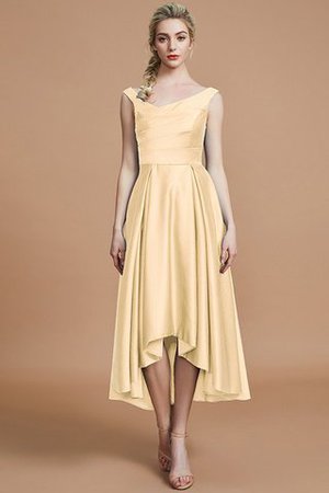 Asymmetrisch V-Ausschnitt Prinzessin A-Line Brautjungfernkleid aus Satin - Bild 11