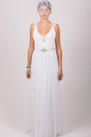Tüll A-Line Ärmellos Brautkleid mit Applike mit Natürlicher Taille - Bild 1