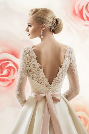 A-Line Lange Ärmeln Luxus Tiefer V-Ausschnitt Brautkleid mit Applike - Bild 2