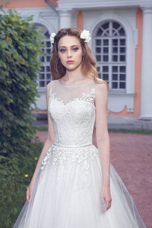 Tüll Schlüsselloch Rücken Natürliche Taile Duchesse-Linie Bodenlanges Brautkleid - Bild 2