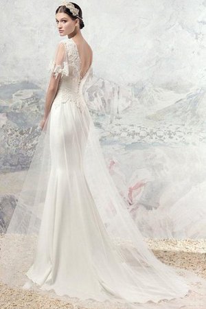 Tüll Chiffon Brautkleid mit Applike mit Rücken Schnürung - Bild 2