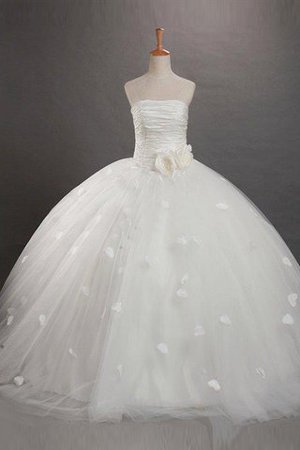 Organza Duchesse-Linie Trägerlos Anständiges Blumenmädchenkleid mit Rüschen