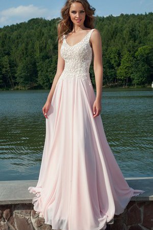 A-Linie Ärmelloses V-Ausschnitt Romantisches Ballkleid aus Chiffon