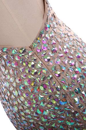 A-Line Paillettenbesetztes Chiffon Luxus Sternenhimmel Abendkleid mit V-Ausschnitt - Bild 7