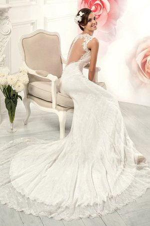 Bateau Extravagantes Bezauberndes Brautkleid mit Knöpfen mit Applike - Bild 2