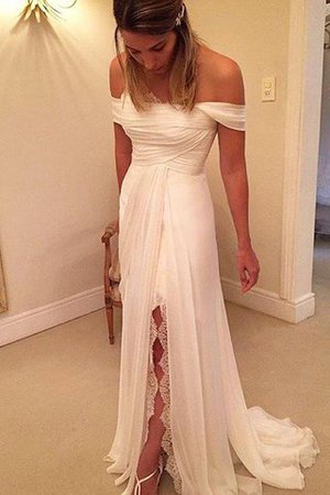 Sweep train Prinzessin A-Linie Schulterfreier Ausschnitt Brautkleid aus Chiffon - Bild 1