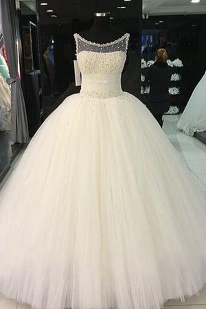 Tüll Duchesse-Linie Normale Taille Brautkleid ohne Ärmeln mit Schaufel Ausschnitt - Bild 1