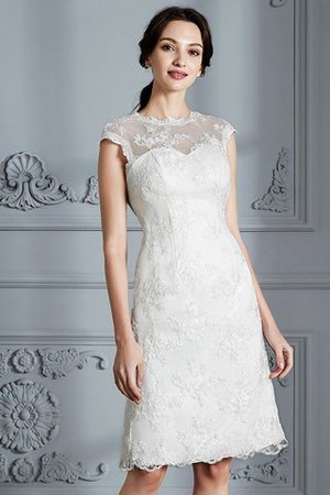 Schaufel-Ausschnitt Prinzessin Normale Taille Knielanges Brautkleid mit Bordüre - Bild 6