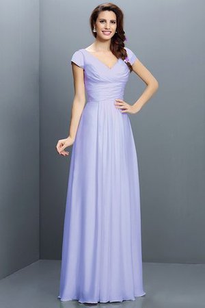 Reißverschluss Kurze Ärmeln Plissiertes Prinzessin Brautjungfernkleid aus Chiffon - Bild 17