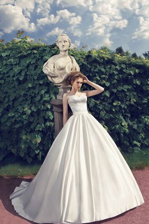 A-Line Satin Schlichtes Brautkleid mit Rücken Schnürung mit Natürlicher Taille