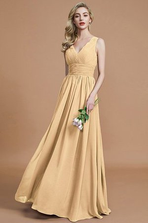 V-Ausschnitt Prinzessin Ärmelloses Natürliche Taile Chiffon Brautjungfernkleid - Bild 17