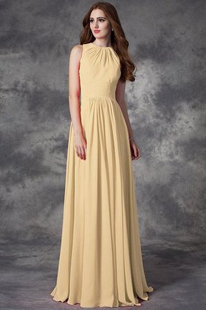 Juwel Ausschnitt Prinzessin Chiffon Ärmelloses Brautjungfernkleid mit Rüschen - Bild 13