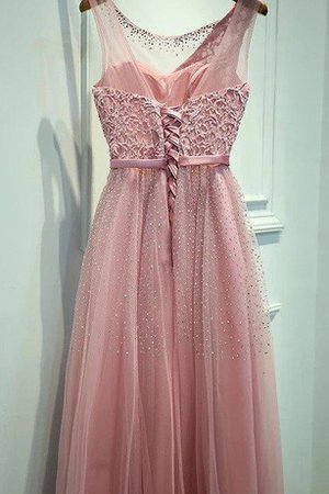 Spitze a linie Gesticktes Perlenbesetztes Brautjungfernkleid mit Gürtel - Bild 2