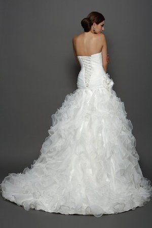 Duchesse-Linie Organza Normale Taille Brautkleid mit Blume mit Rücken Schnürung - Bild 2