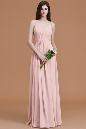 Gerüschtes Ärmelloses Prinzessin Normale Taille Bodenlanges Brautjungfernkleid - Bild 27