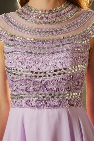 A Linie Perlenbesetztes Reißverschluss Chiffon Abendkleid mit kurzen Ärmeln - Bild 5