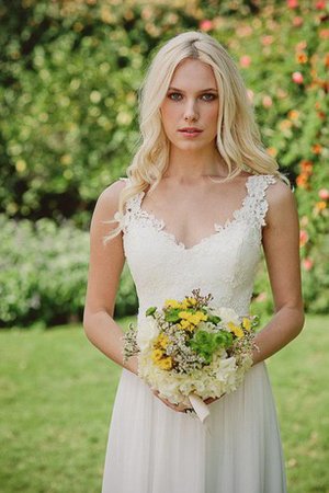 Perlenbesetztes Reißverschluss Romantisches Brautkleid mit Bordüre mit Blume - Bild 2
