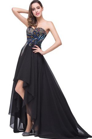 A-Linie Chiffon Ärmelloses Abendkleid mit Herz-Ausschnitt mit Sweep Zug - Bild 2