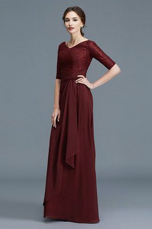 Normale Taille V-Ausschnitt Ärmellos Brautmutterkleid aus Chiffon mit Rüschen - Bild 6