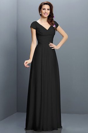 Reißverschluss Kurze Ärmeln Plissiertes Prinzessin Brautjungfernkleid aus Chiffon - Bild 2