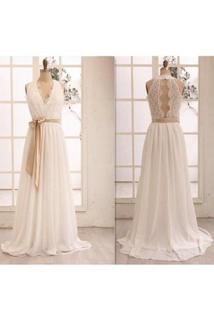 Schlüsselloch Rücken Knielanges Legeres Brautkleid mit Bordüre aus Chiffon - Bild 1