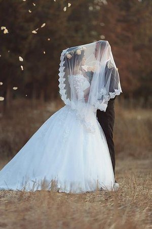 A-Line Halbe Ärmeln Brautkleid mit Bordüre mit Applike - Bild 2