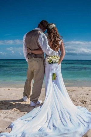 Beach Stil V-Ausschnitt Modisches Brautkleid mit Applike aus Chiffon