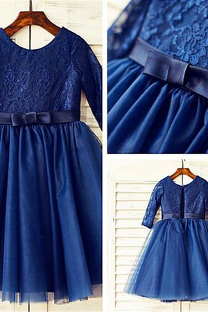 Reißverschluss a linie Normale Taille Langärmeliges Blumenmädchenkleid mit Blume - Bild 5