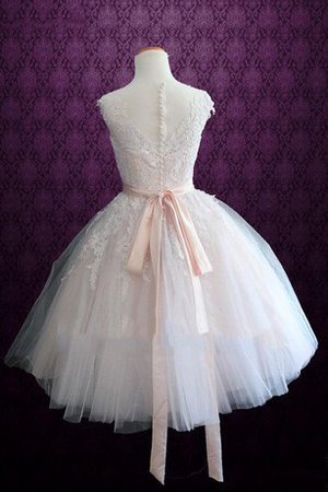 A-Line Ärmelloses Mini Brautkleid mit Schmetterlingsknoten mit Knöpfen - Bild 2