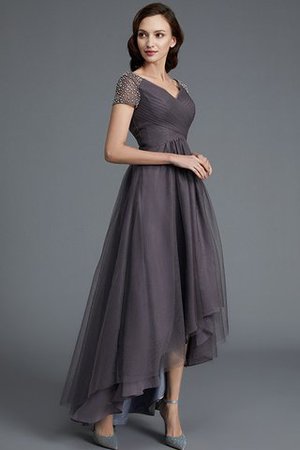 Prinzessin Tüll A-Line V-Ausschnitt Brautmutterkleid mit Kurzen Ärmeln - Bild 3