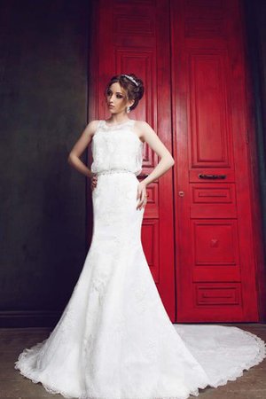 Ärmelloses Bezauberndes Konservatives Brautkleid mit Kathedraler Schleppe mit Bordüre - Bild 2